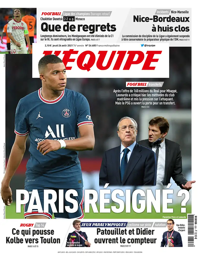 L'equipe du 26 Aout 2021